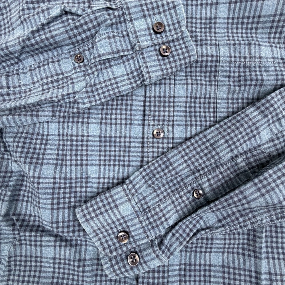 Mens Blue Plaid‎ Long Sleeve Button Down Cotton Shirt Large Casual - Picture 3 of 7